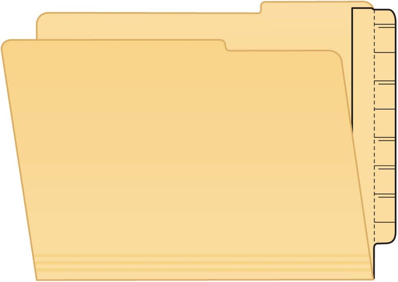 تابيز شرائط Tabbies Extenda-Folder، لتحويل المجلدات ذات اللسان العلوي إلى مجلدات ذات لسان جانبي، ورق مانيلا، امتداد لسان بمقدار نصف بوصة، قطع سفلي، 100 شريط/علبة (55991)، عرض 3-1/4 بوصة × ارتفاع 9-1/4 بوصة - Image 1